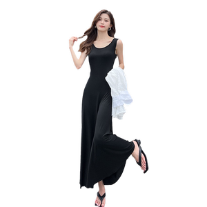 莫代尔连衣裙女2024夏秋装新款背心长裙打底裙修身显瘦吊带长裙子