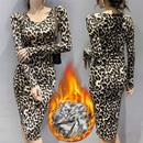 秋冬豹纹连衣裙女时尚 女士性感包臀裙显瘦内衬裙打底裙子 2025新款