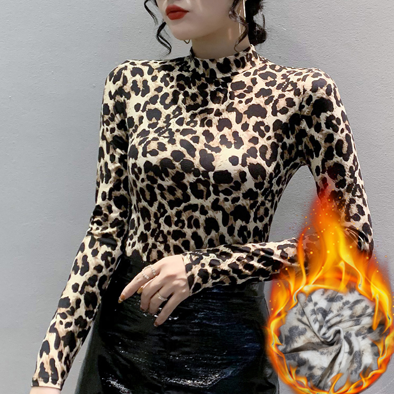 风私语长袖欧洲站豹纹打底衫