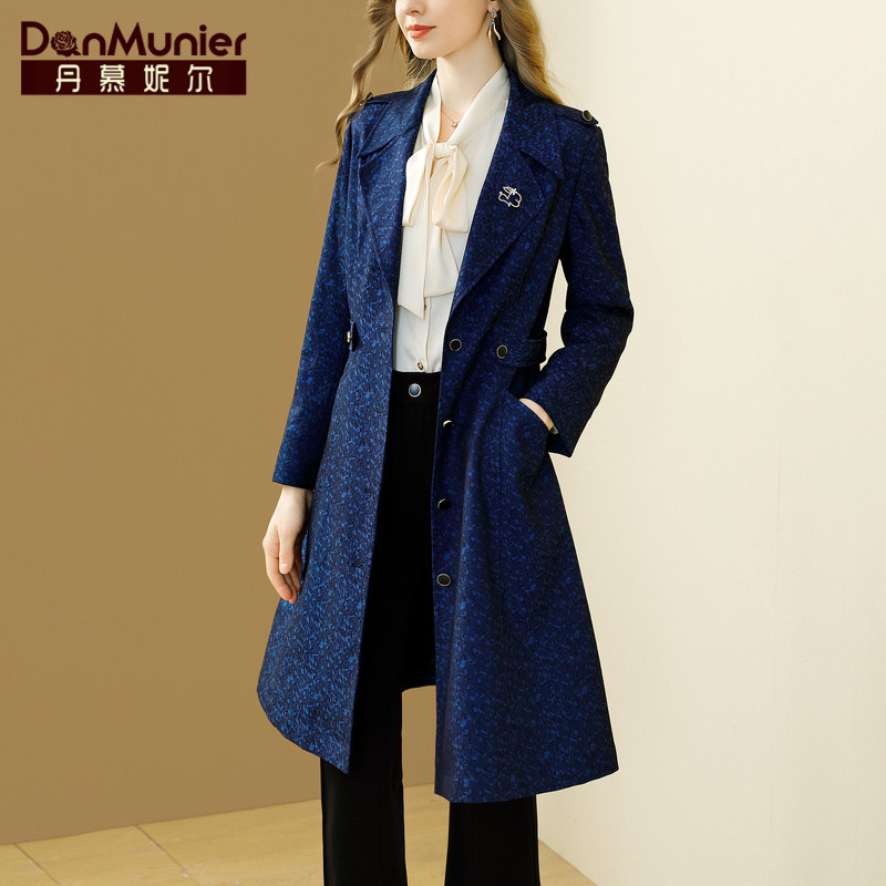 丹慕妮尔高端奢华提花大牌风衣女高级感2023秋冬新款气质长款外套