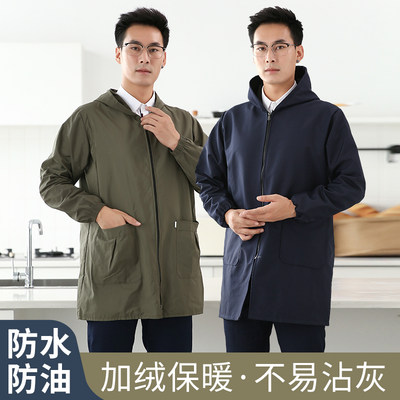 防水防油加绒罩衣加厚工作服冬季