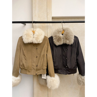 设计感通勤风仿兔绒加厚百搭派克服女皮毛一体加绒保暖短款 外套
