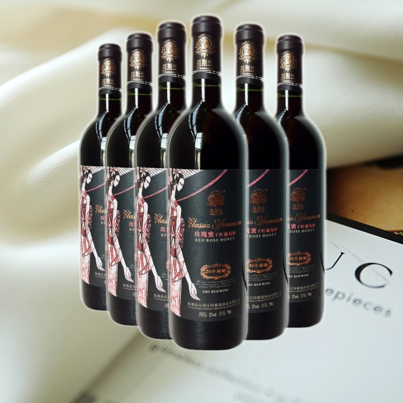 云南弥勒东风庄园高斯比30年树龄玫瑰蜜干红葡萄酒750mlx6瓶 红酒
