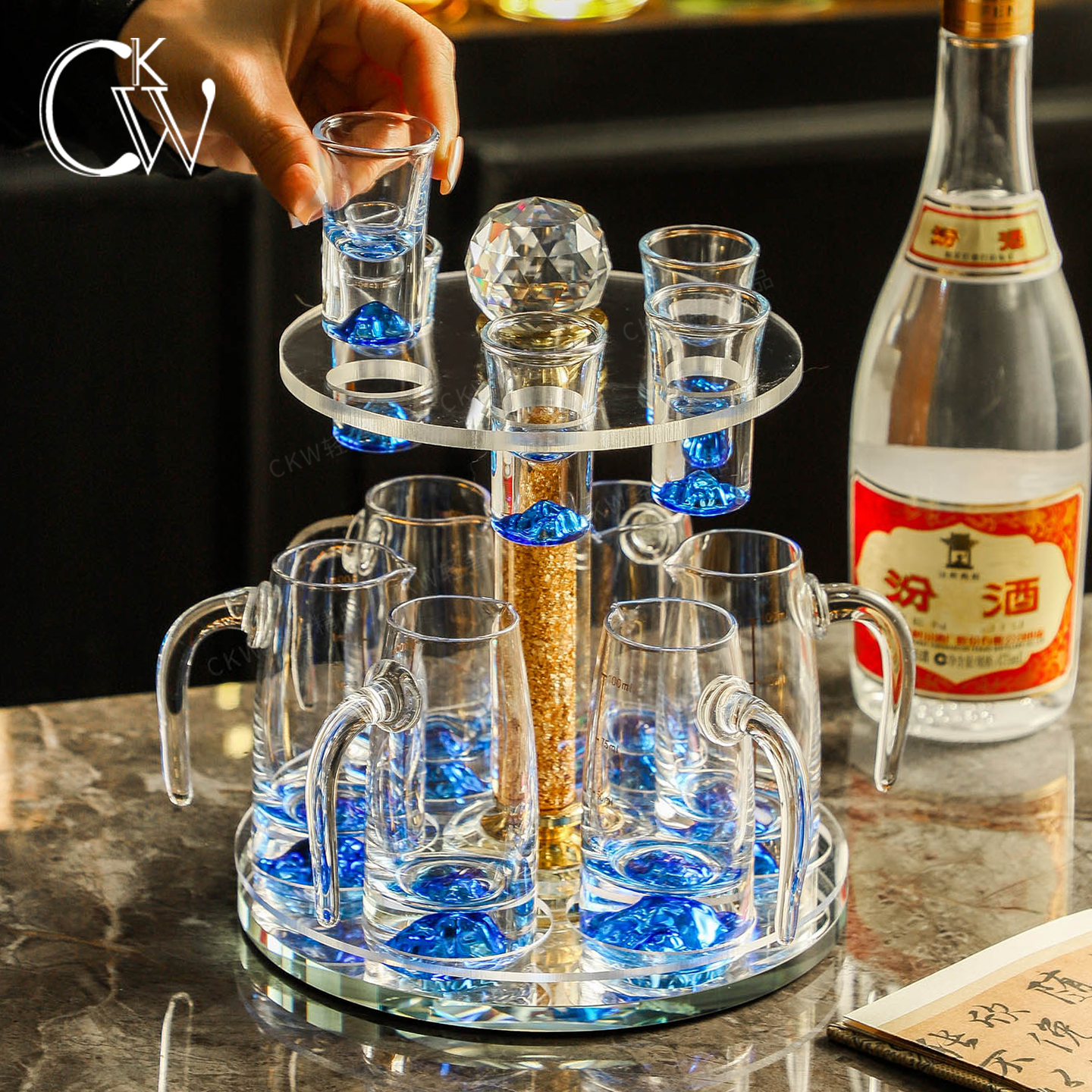 CKW 兰筵白酒杯高级感一套分酒器家用套装水晶子弹杯轻奢高档酒具