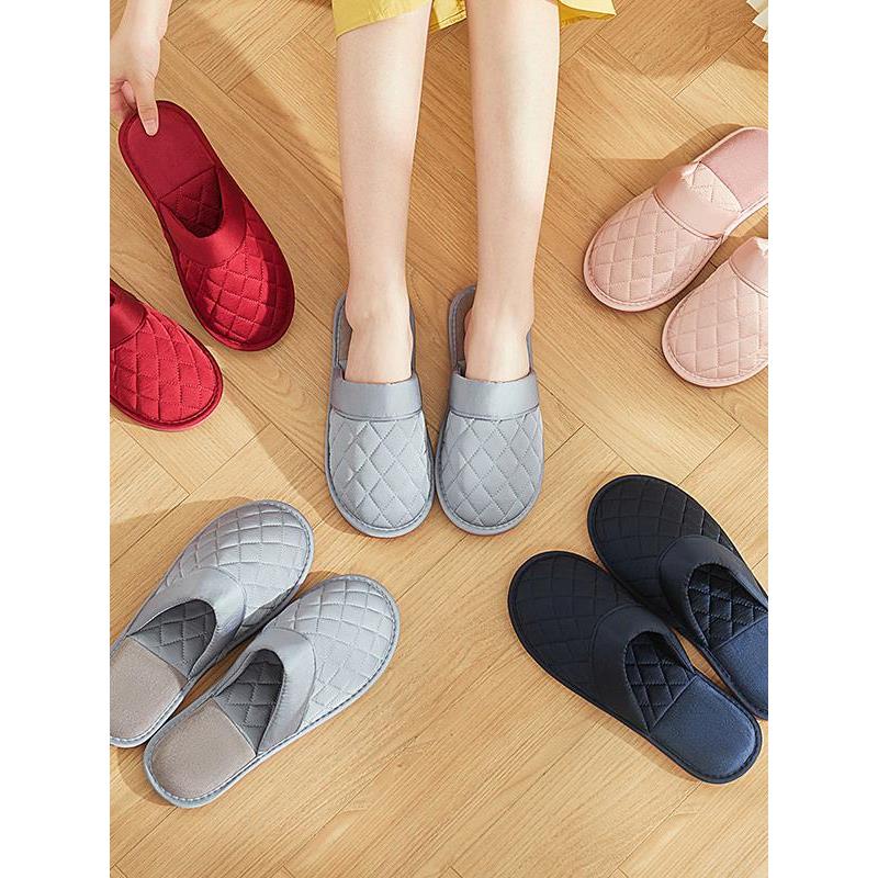 红色情侣防滑居家绸缎室内伴娘陪嫁酒店月子粉色蓝色晨袍百搭拖鞋