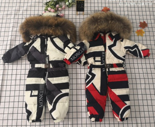 2024冬装欧美男女童连体羽绒服爬服中小大童婴幼儿宝宝户外滑雪服