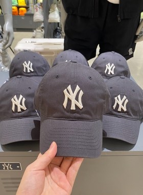 韩国正品MLB软顶大标男经典CP66棒球帽女炭灰帽子NY鸭舌帽大头围