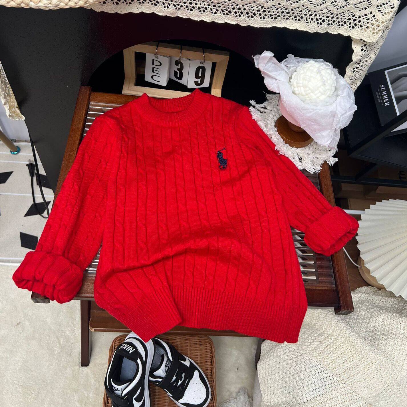 过年红色亲子装套头毛衣2026秋冬新款男女童麻花兔毛针织柔软毛衣