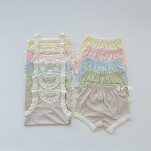 空调服两件套 睡衣男女童背心吊带短裤 夏季 宝宝A类天丝莱赛尔薄款