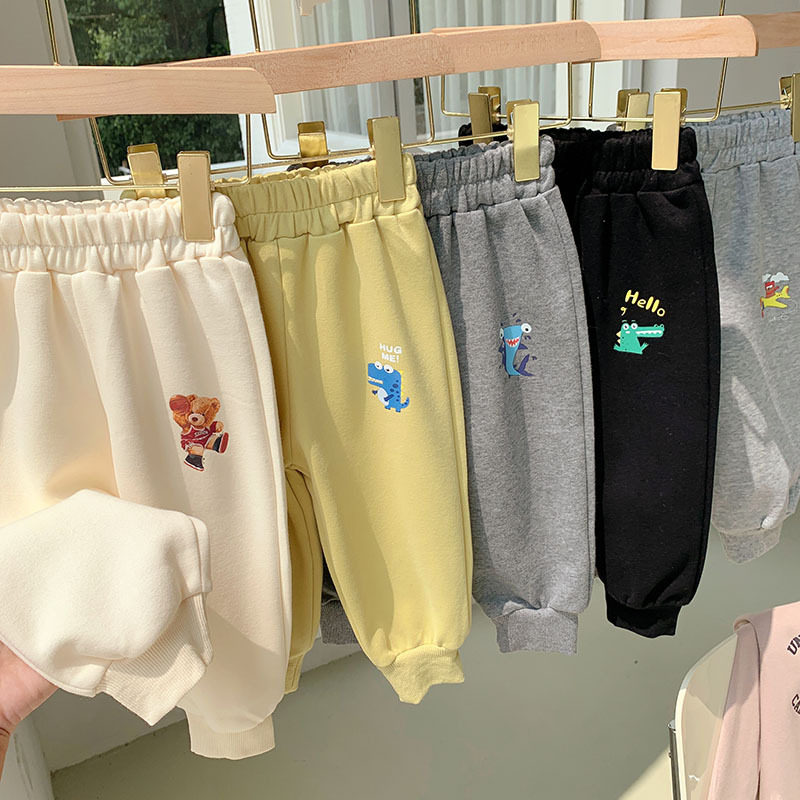 宝宝印花螺纹收脚卫裤2026春秋男女童卡通运动长裤纯棉休闲裤潮