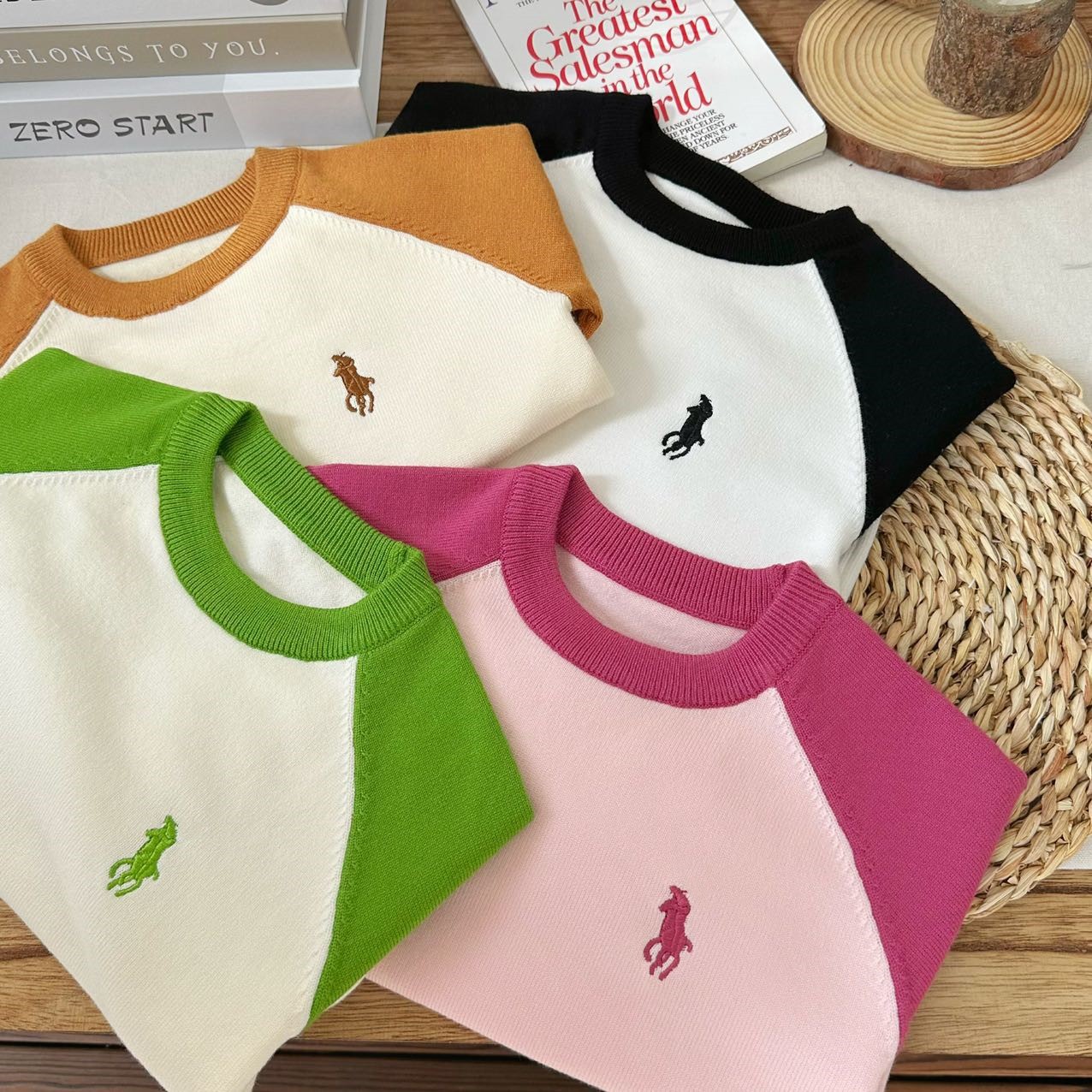 儿童套头撞色纯棉插肩袖针织衫潮