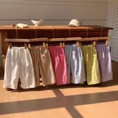 糖果色宽松百搭棉休闲裤 宝宝薄款 男女童工装 裤 阔腿裤 2026春夏新款