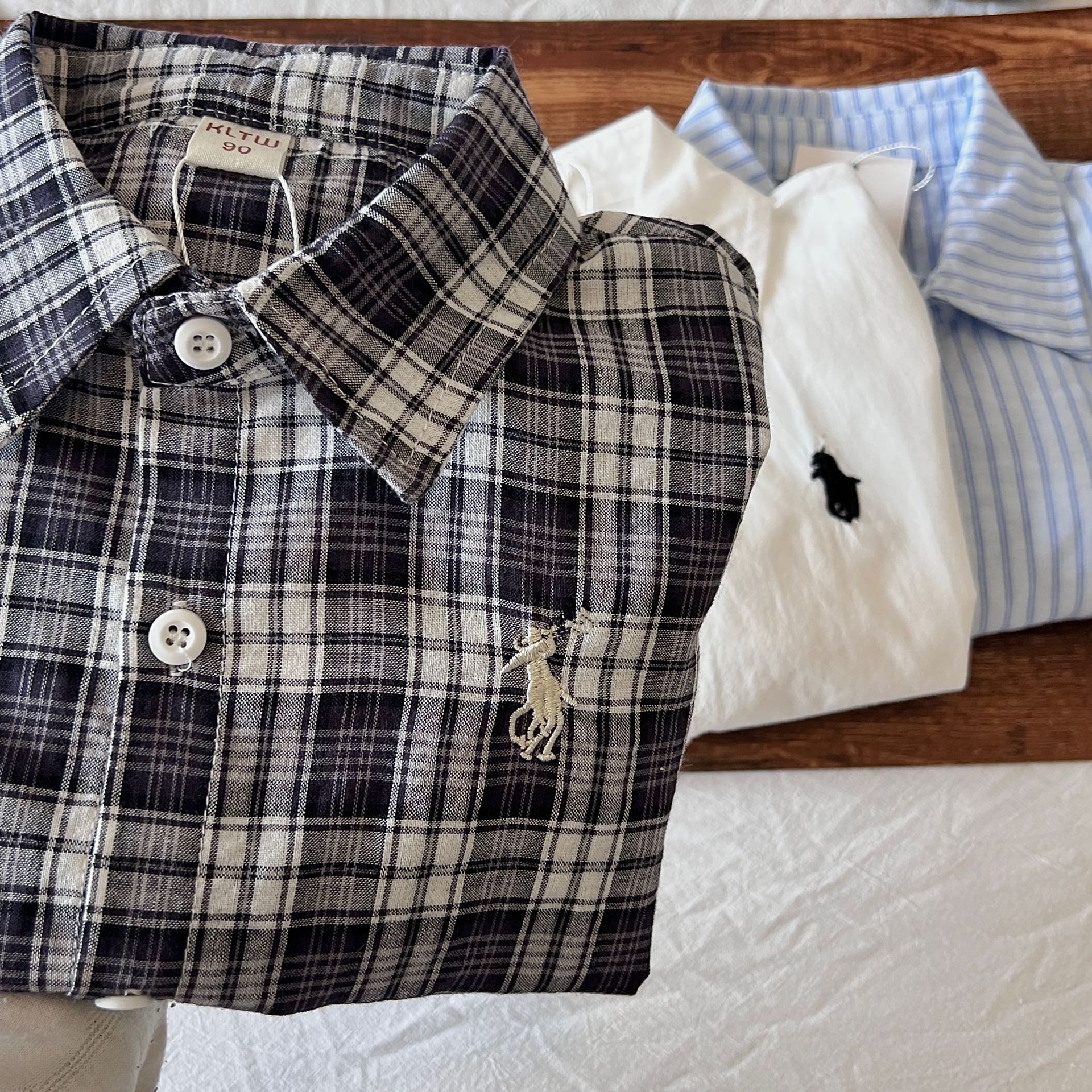 儿童纯棉柔软条纹格子衬衫春秋潮