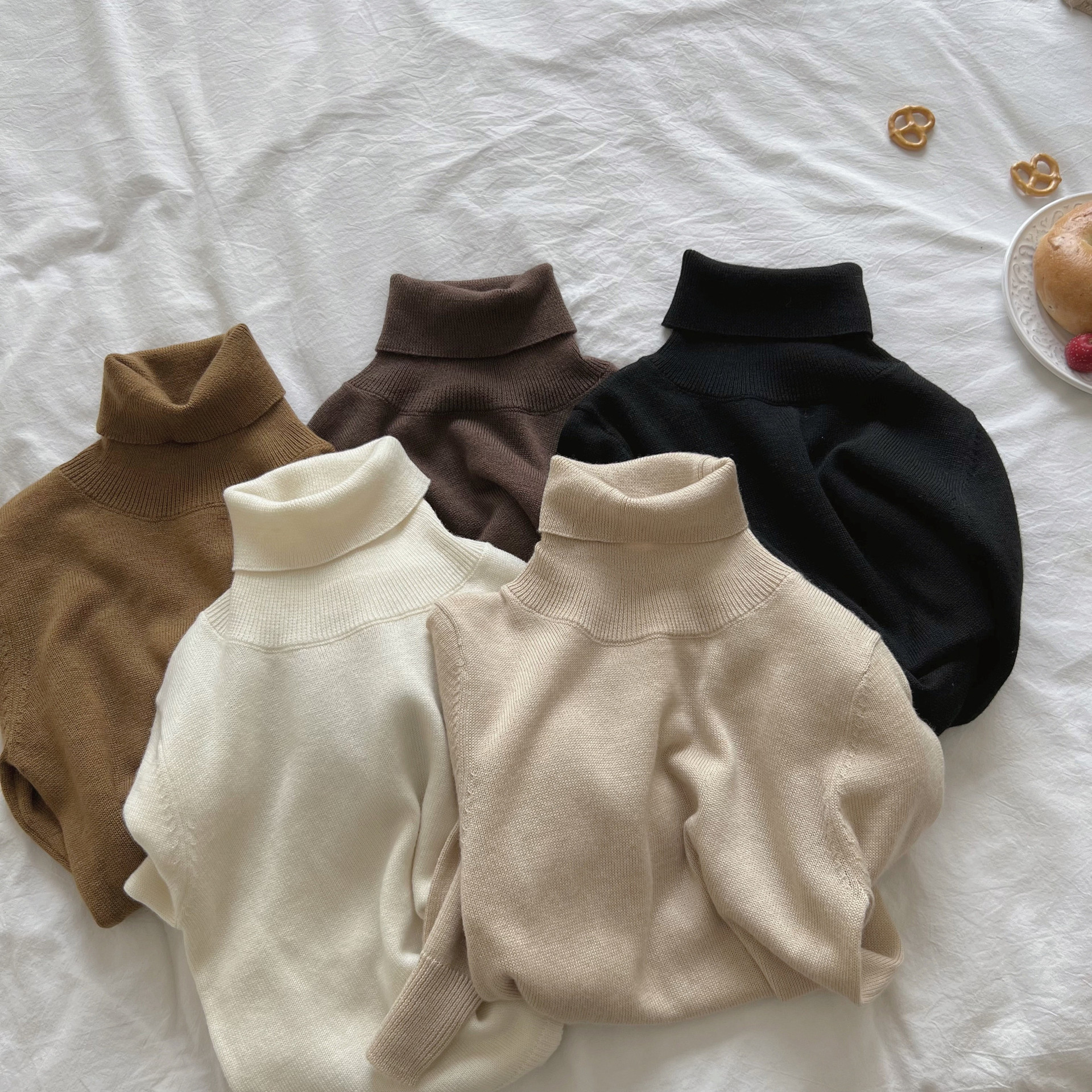 秋冬新品宝宝羊毛混纺套头针织打底衫男女童纯色高领百搭软糯毛衣