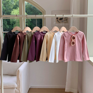 宝宝纯棉弹力长袖T恤2026春秋新款洋气百搭男女童薄款上衣外穿潮