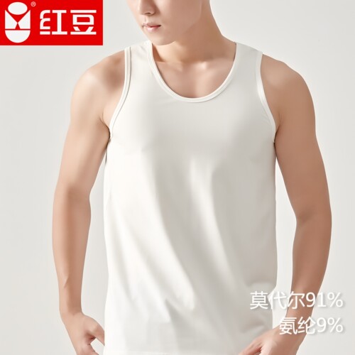 红豆男士背心夏季薄款莫代尔棉圆领男式内衣跨栏运动打底弹力汗衫