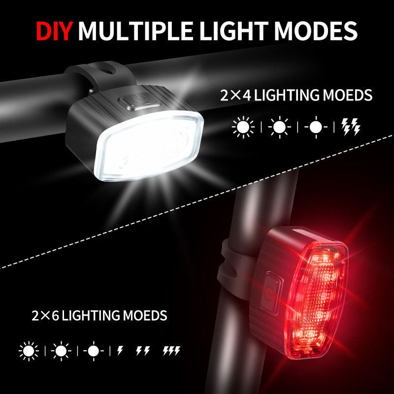 自行车前后灯夜骑套装type-C充电多模式骑行灯山地车装备配件