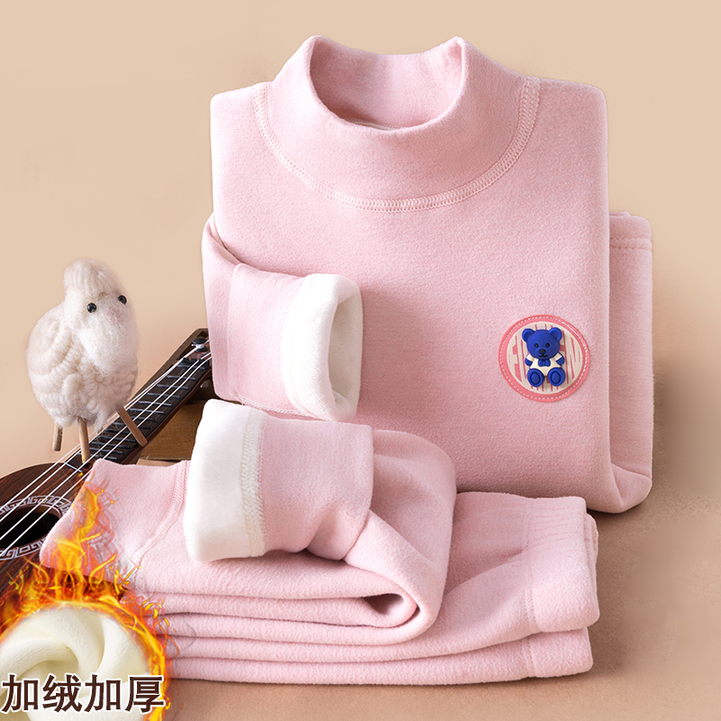 儿童加绒加厚保暖内衣套装家居服