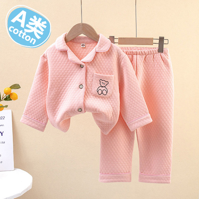 加厚夹棉纯棉家居服睡衣儿童冬季