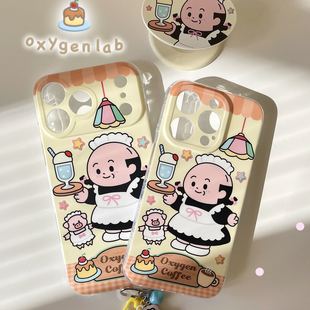 氧气实验室原创女仆咖啡馆图案硅胶磁吸手机壳