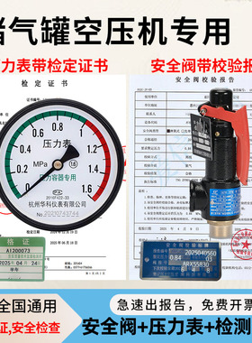 安全阀压力表带检测报告合格证Y100储气罐A27A28X空压机ISO认证