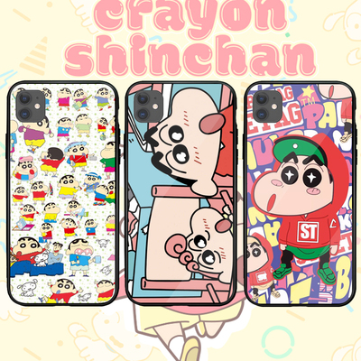 蜡笔小新手机壳苹果13玻璃壳华为