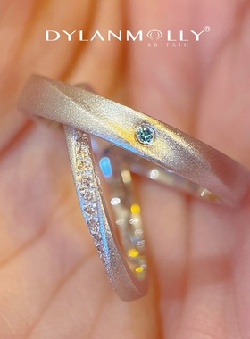 迪伦茉莉圣诞新年礼物莫比乌斯情侣戒指S925银镀18K金对戒定制