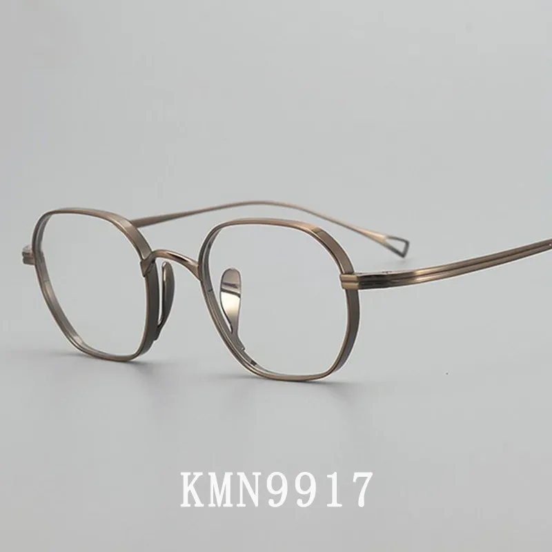 一体鼻托W年龟日本超轻纯钛复古多变形眼镜框男潮近视KMN9917