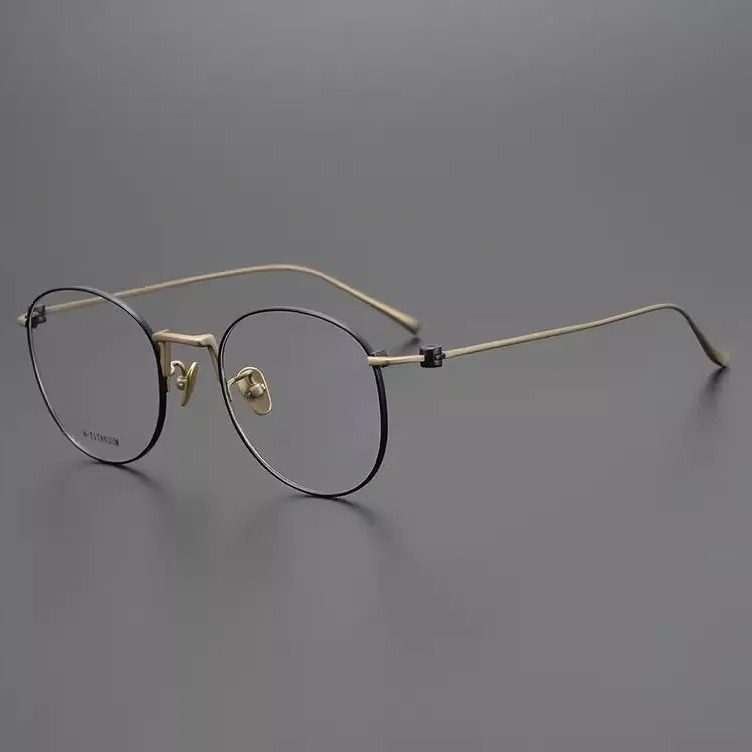 高级感金丝细框近视眼镜纯钛超轻圆框眼睛框架男女显脸小纯欲风