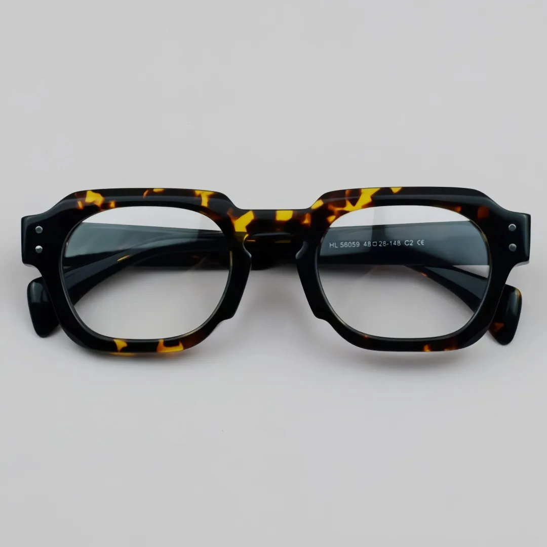 复古时尚方框板材眼镜经典铆钉设计男女百搭可配近视防蓝光56059