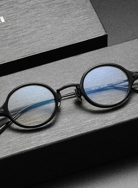 纯钛眼镜万年KMN181龟复古高度数纯钛眼镜框板材钛小园框近视眼镜