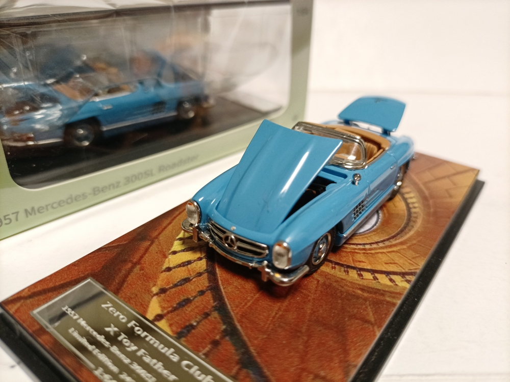 DCM 1 64奔驰合金开盖敞蓬跑车模型Mercedes 300SL W198 1957蓝