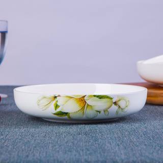 家用窝盘陶瓷器圆形盘骨瓷深菜盘汤盘焗饭盘子创意特色碟日式餐具