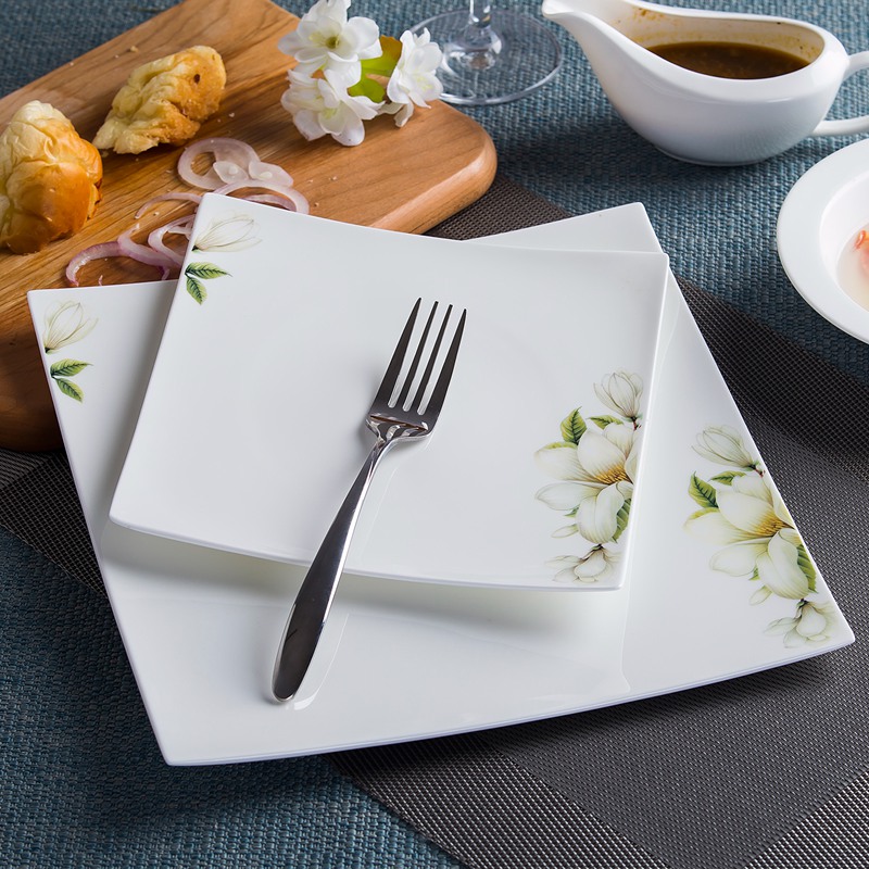 牛排盘子四方西餐盘骨瓷菜盘意面盘点心盘平盘陶瓷餐具创意家用盘