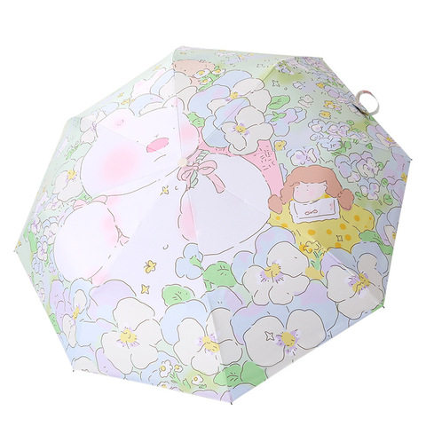 防紫外线太阳伞晴雨伞数码全自动卡通遮阳防晒三折折叠伞黑胶高性价比高么？
