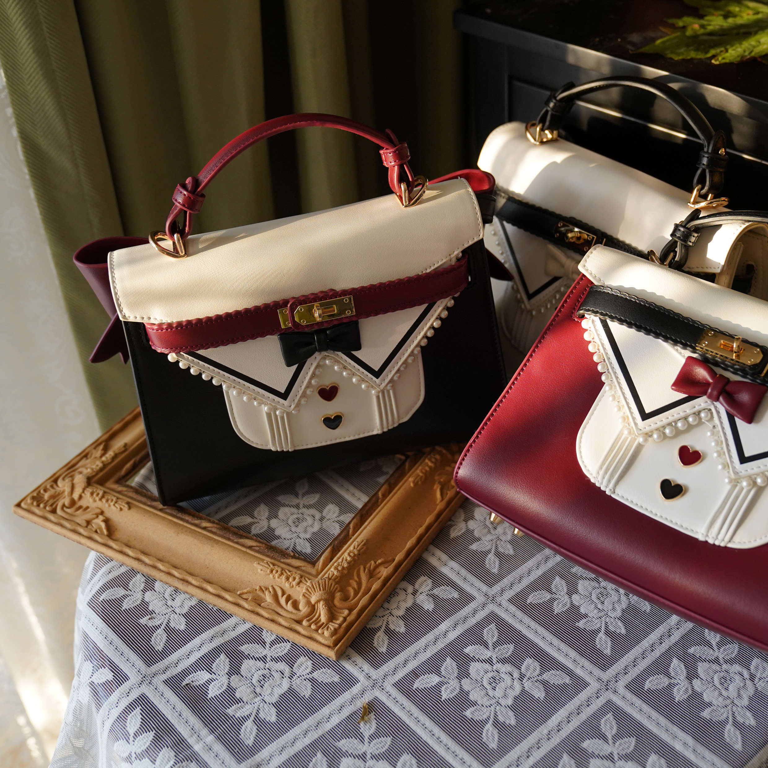 猫宁咕噜原创翻盖蝴蝶结包包