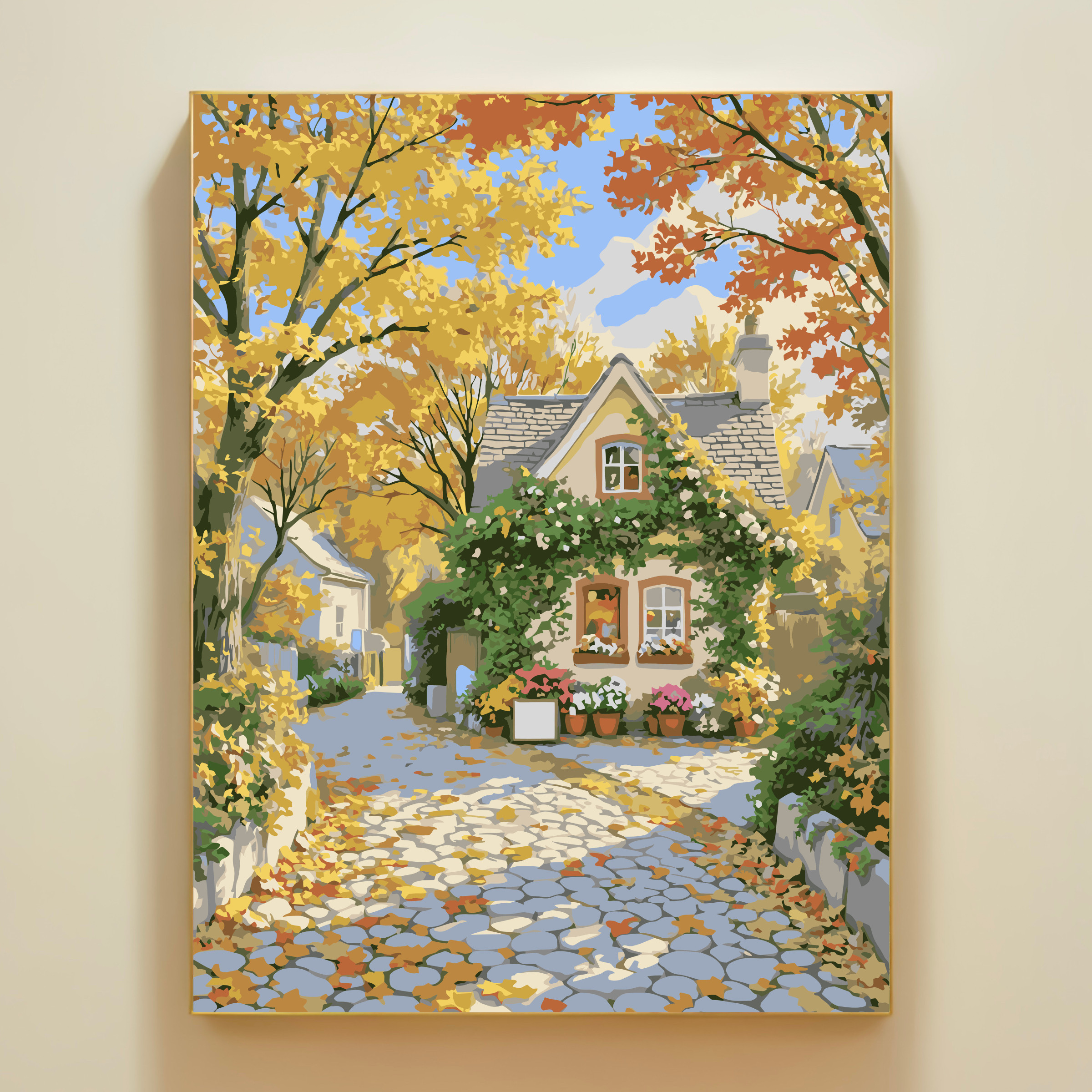 治愈系小屋风景DIY数字油画图片