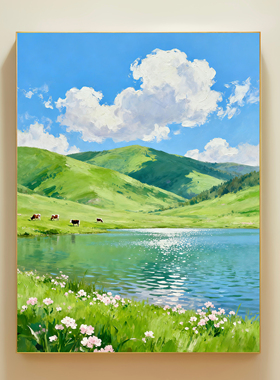 田园牧歌治愈北欧风景数字油画