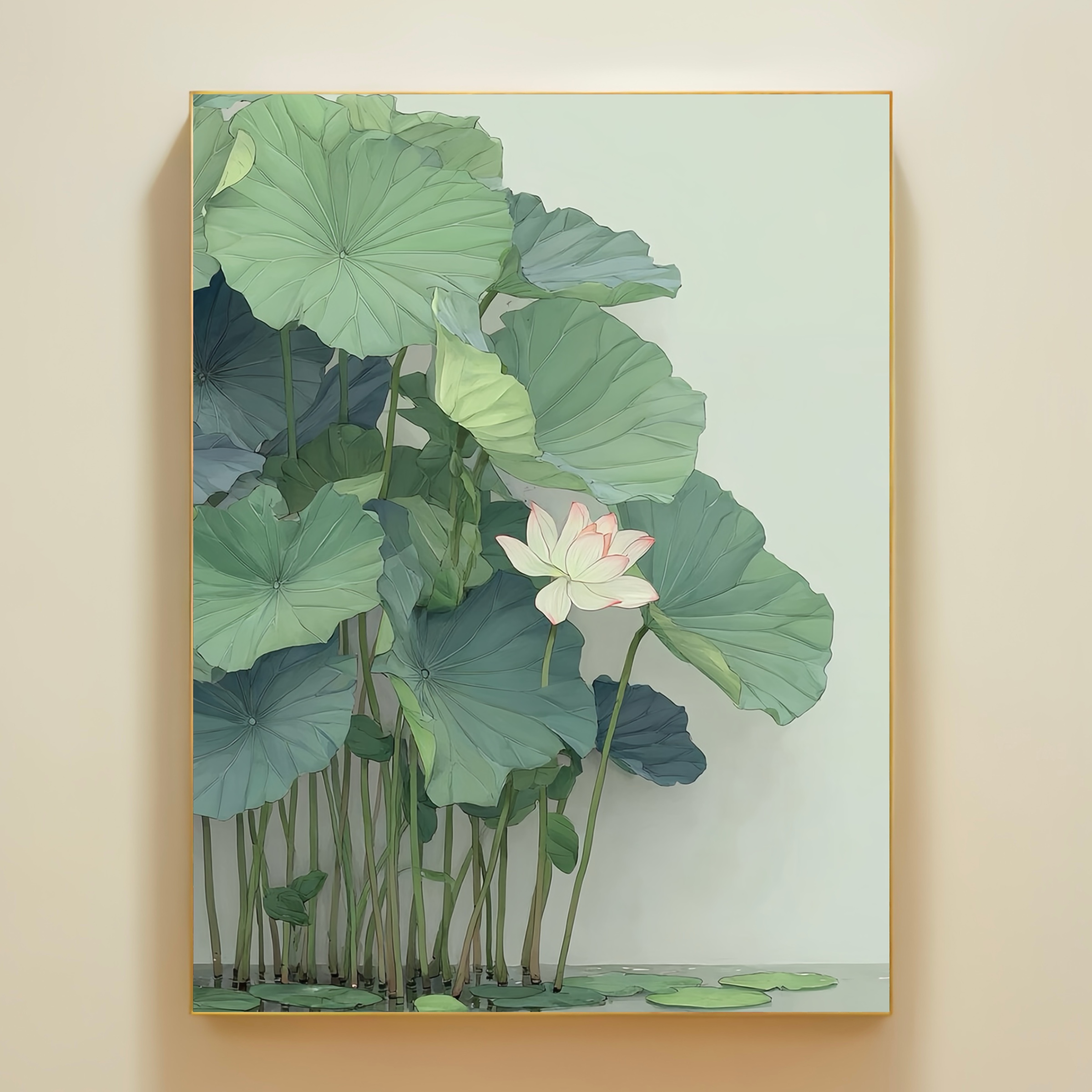 古风荷花数字油画diy填充画丙烯填色画成人手绘涂色画0基础装饰画图片