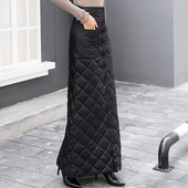 长款 冬天裙子加厚保暖羽绒棉半身裙一片式 裙修身 一步包臀半身长裙