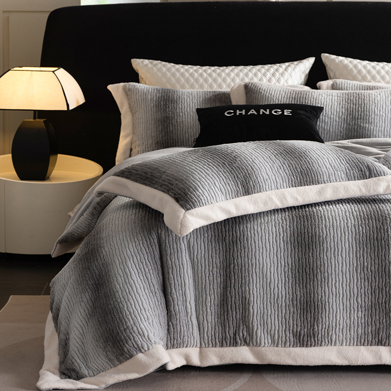 法国进口秋冬保暖牛奶绒四件套加厚亲肤柔软立暖绒床单床上用品