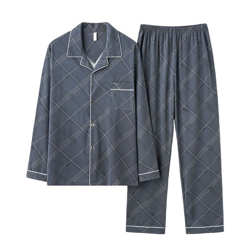 春秋款睡衣男士100%纯棉长袖冬秋季大码家居服套装男款2025新款