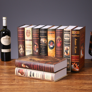 新款办公室复古假书客厅书柜仿真书摆件家居欧式中古风书籍摆设