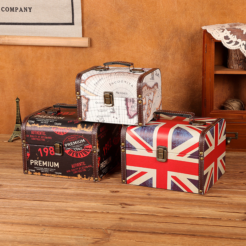 复古木质收纳盒桌面首饰盒储物盒