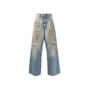 温立Rich美式 男潮cleanfit 高街vibe废土风扎染做旧乞丐破洞牛仔裤