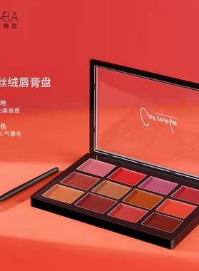 CARMELA卡梅拉12色雾面丝绒口红盘多色调色唇膏化妆师专用易上色