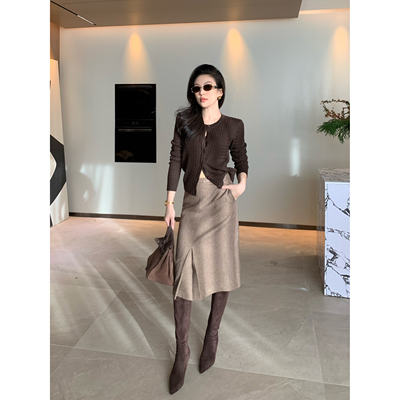 JIJINQI秋冬气质高腰半身裙