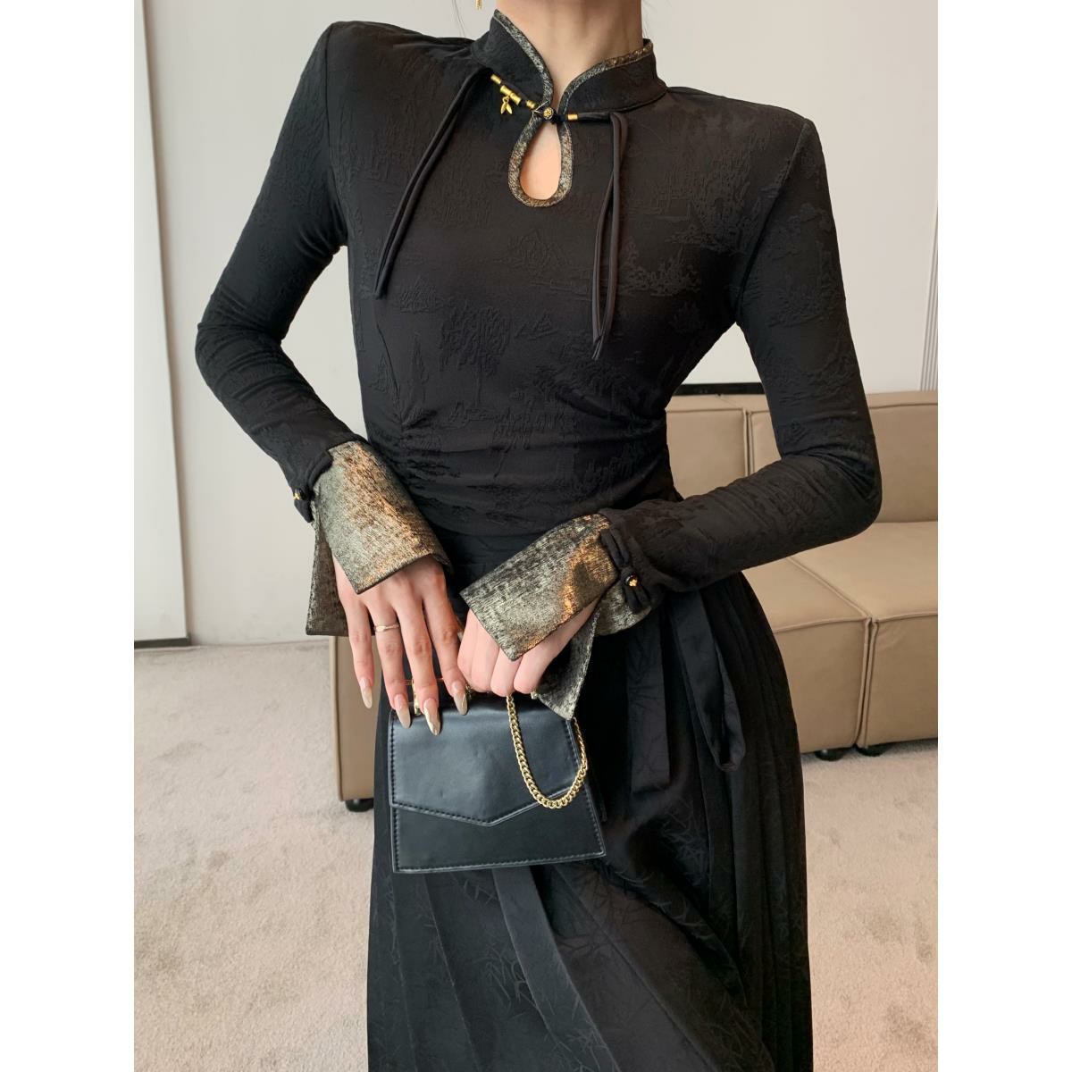 秋冬新中式长袖国风上衣设计感