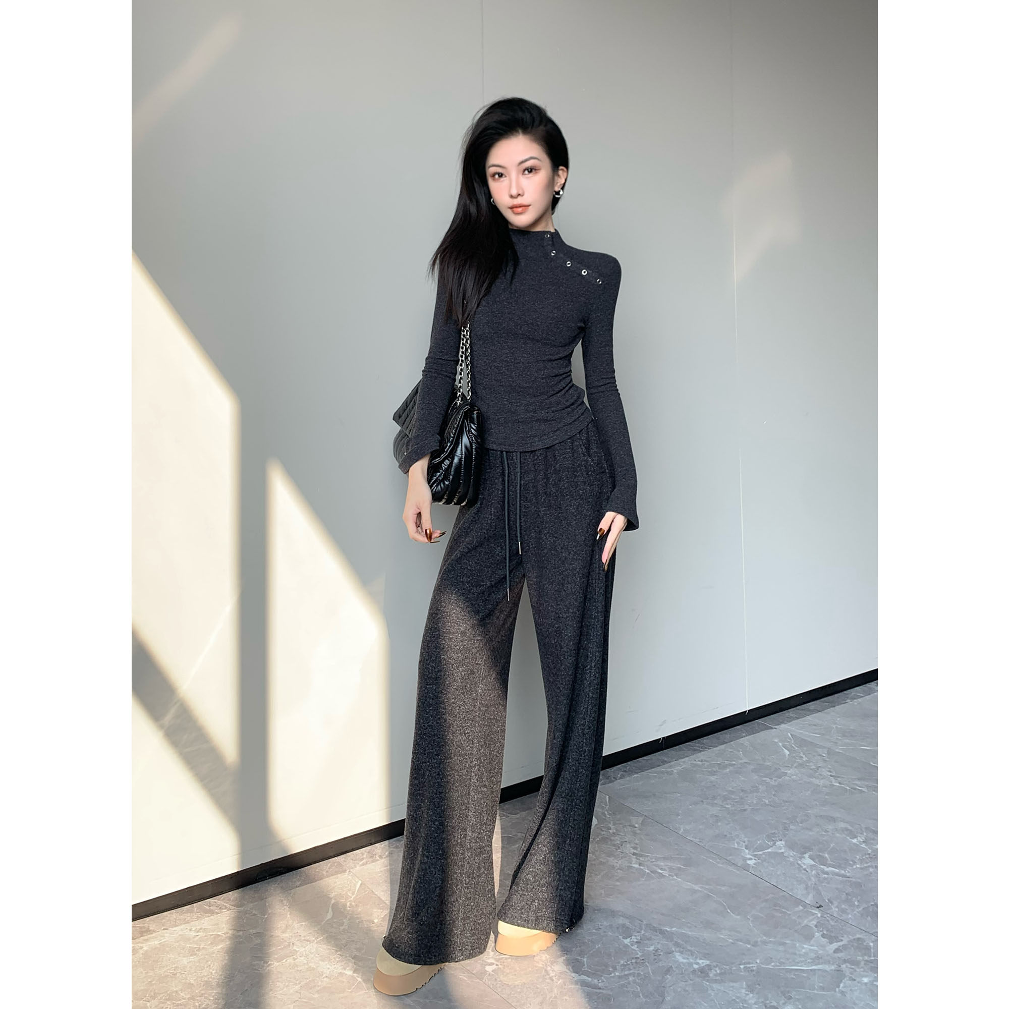 【限时福利款】JIJINQI秋冬套装女修身半高领打底上衣休闲拖地裤,女装/女士精品,时尚套装,淘宝优惠券,粉丝福利购,淘宝优惠卷