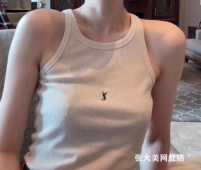 欧货字母刺绣背心洋气吊带百搭女